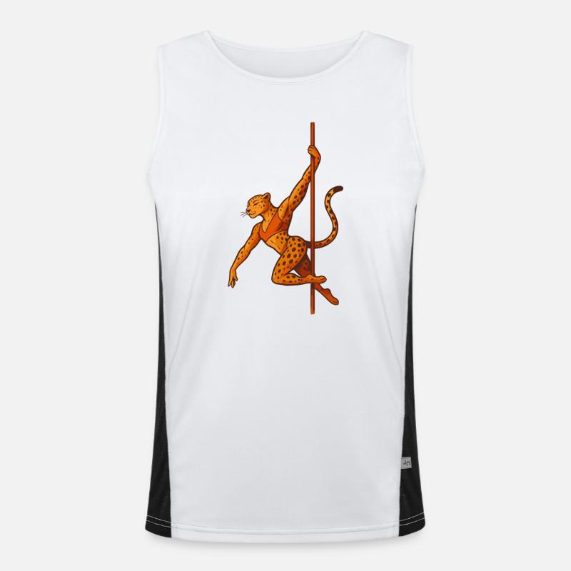 Pole Dance Leopardin Poledancerin Geschenk Funktionelles Kontrast-Tank Top für Männer 