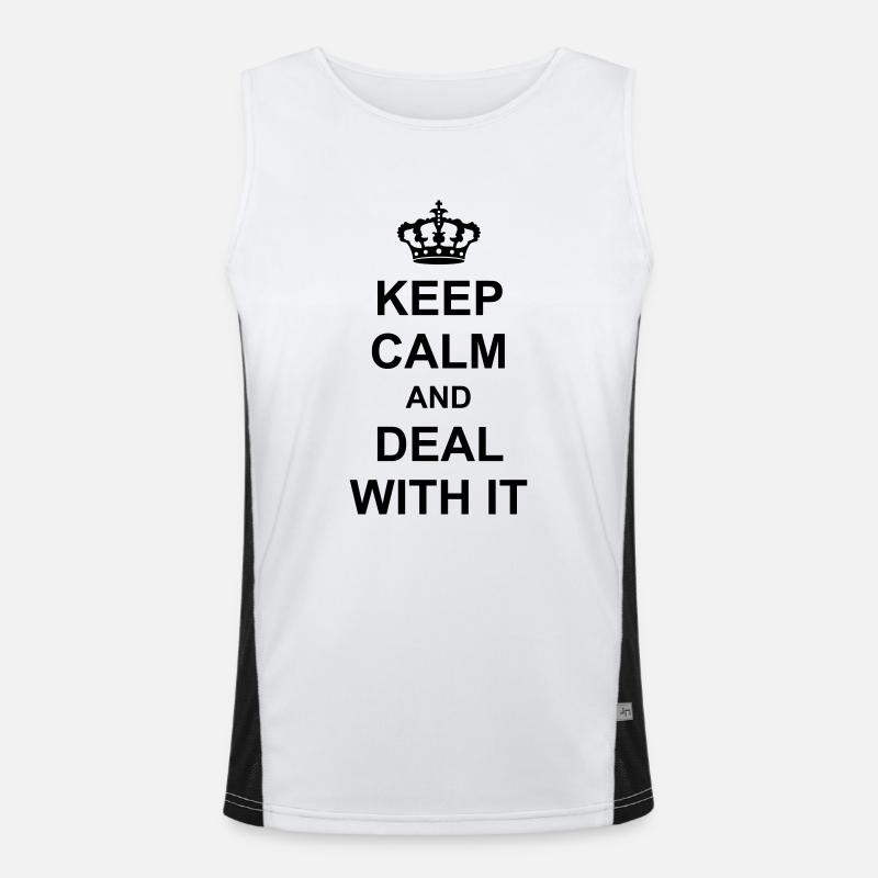 deal with it keep calm and crown relax calm Men's Functional Contrast Tank Top 