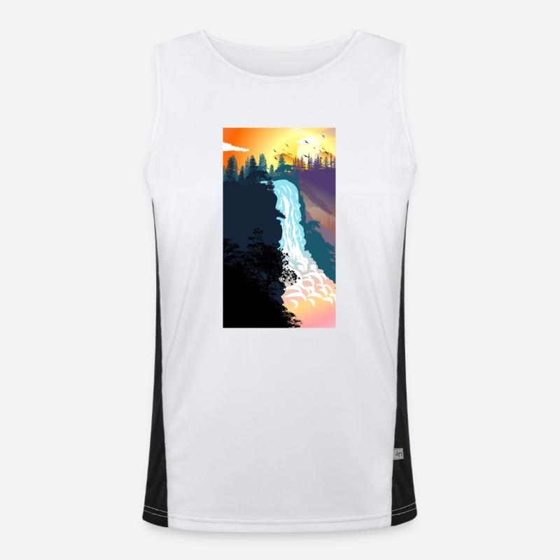 Waterfall Sunset Men's Functional Contrast Tank Top 