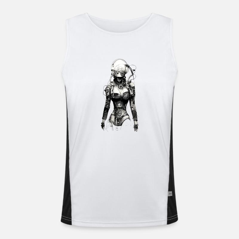 Technische Zeichnung Cyborg Funktionelles Kontrast-Tank Top für Männer 