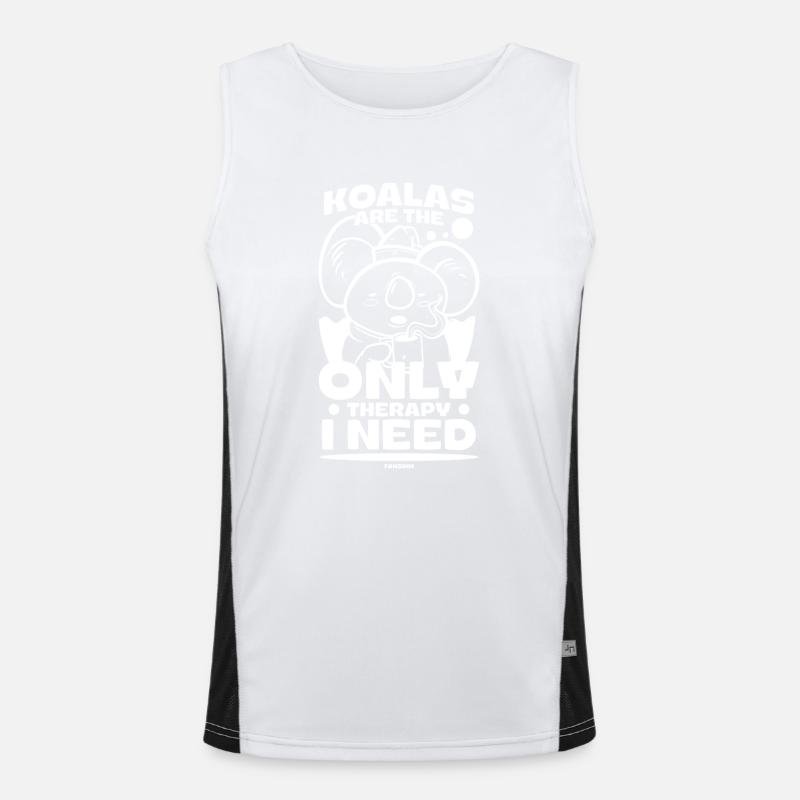 Koala mit Kaffee und Tee Geschenkidee Funktionelles Kontrast-Tank Top für Männer 