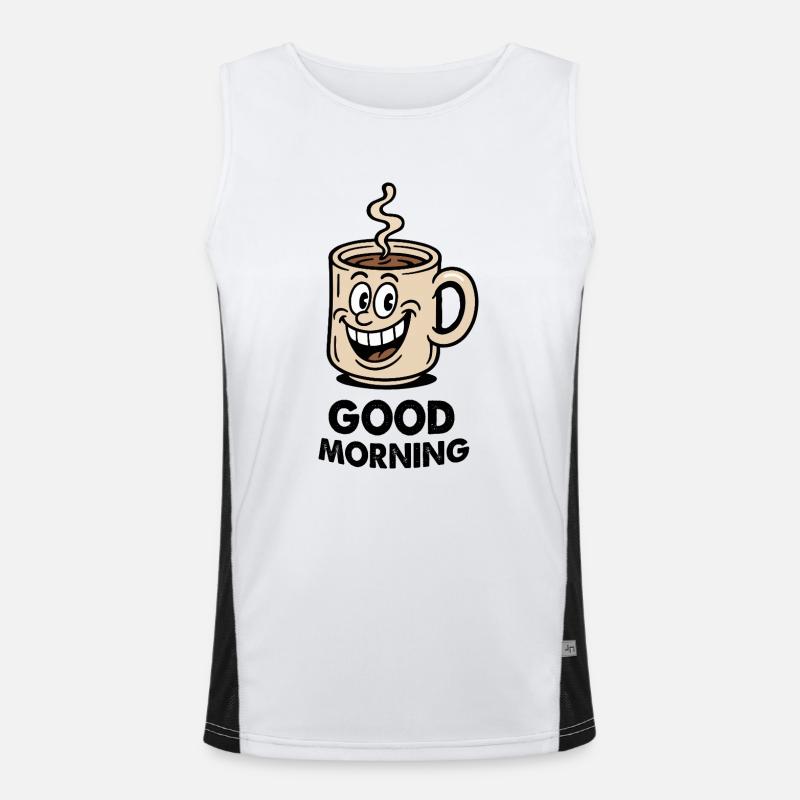 Coffee Cup Comic - Men's Functional Contrast Tank Top  - white/black