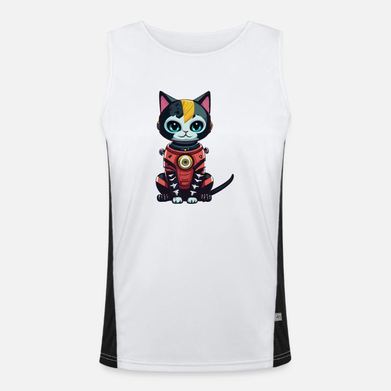 Cyberpunk Astrokatze Funktionelles Kontrast-Tank Top für Männer 