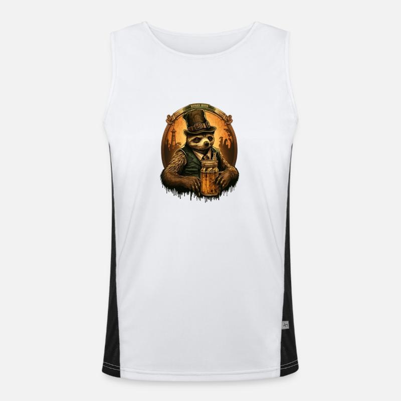 Cooles Faultier mit Bier Funktionelles Kontrast-Tank Top für Männer 