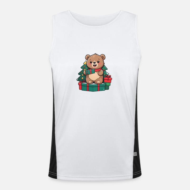 Niedlicher Bär feiert Weihnachten. Funktionelles Kontrast-Tank Top für Männer 