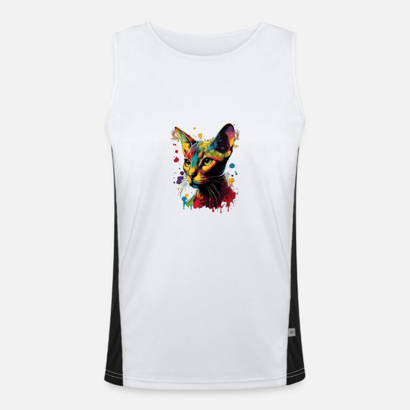 Abyssinian Cat Colorful Gaze Funktionelles Kontrast-Tank Top für Männer 