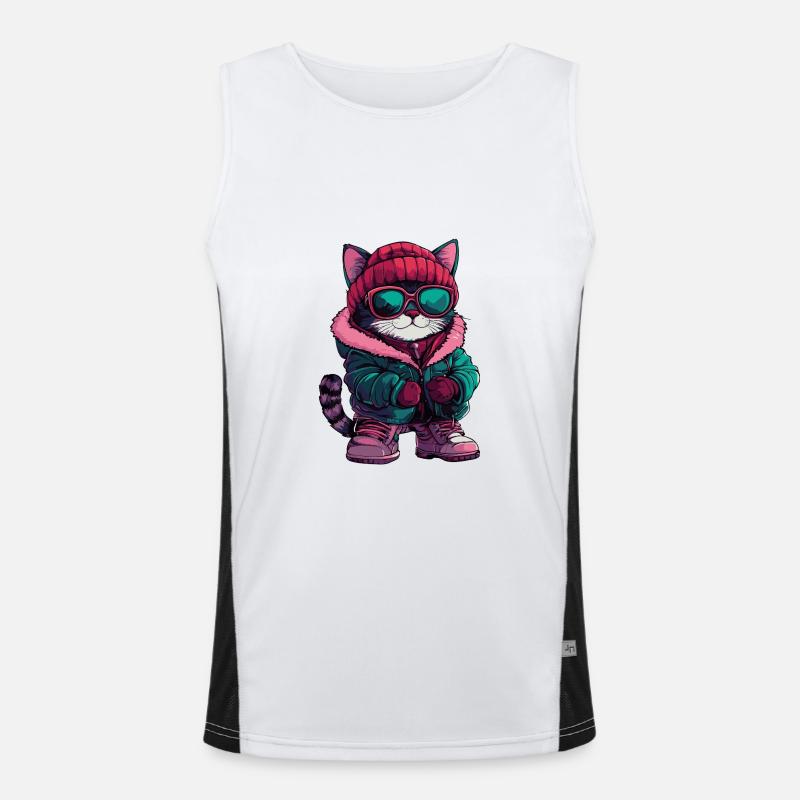 Katze Cool Comic Funktionelles Kontrast-Tank Top für Männer 