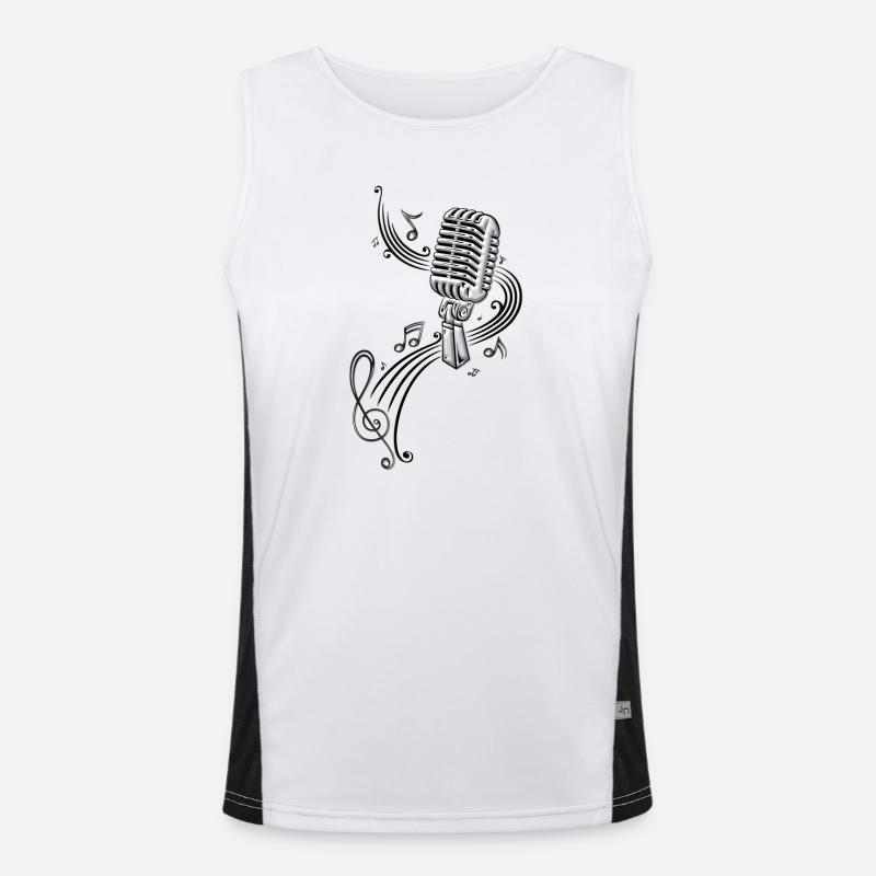 Microphone Microphone Micro music clef - Men's Functional Contrast Tank Top  - white/black