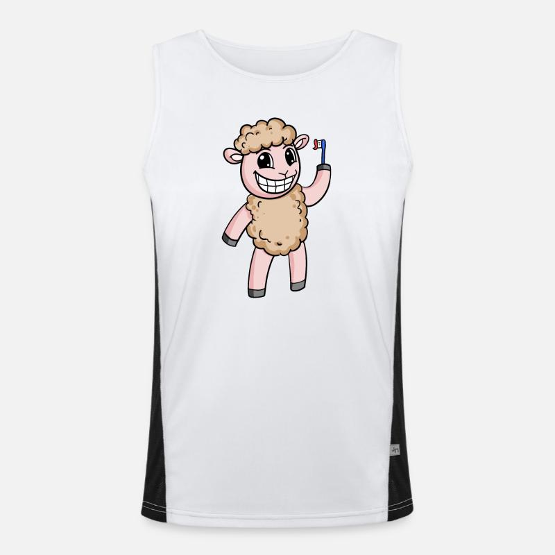 Sheep with toothbrush Men's Functional Contrast Tank Top 