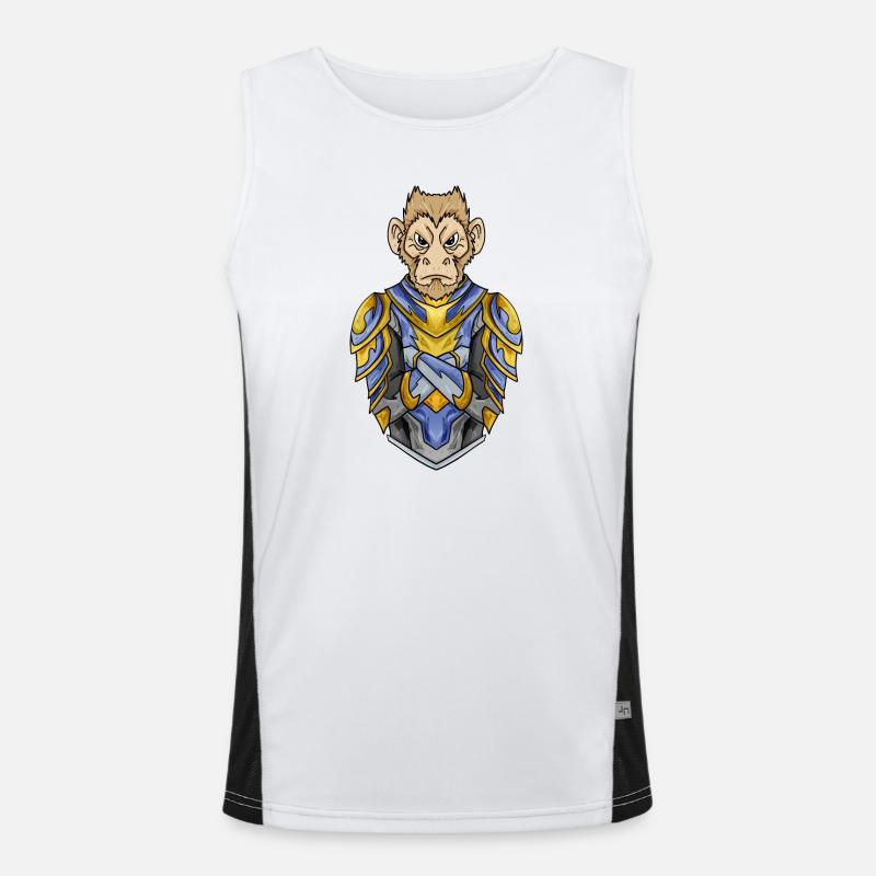 Knight Monkey with Armor Crusader - Men's Functional Contrast Tank Top - white/black