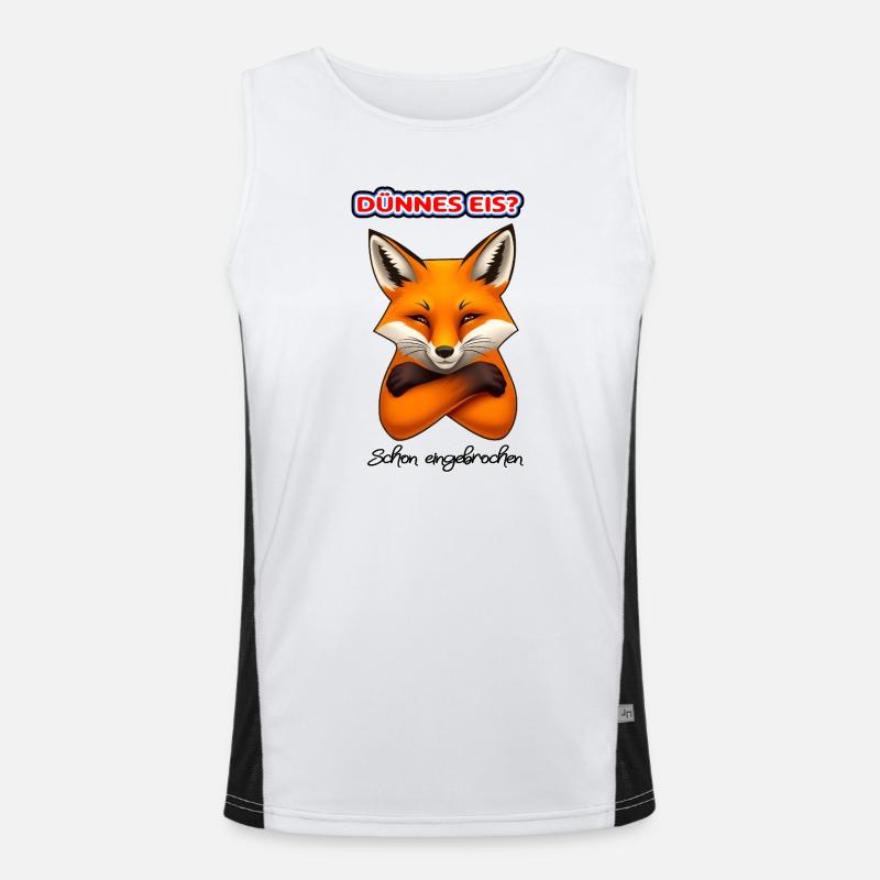 Frecher Fuchs –Dünnes Eis Spruch Funktionelles Kontrast-Tank Top für Männer 