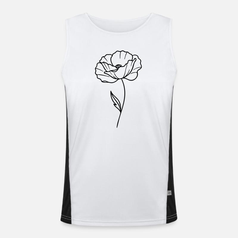 Poppy – Line Graphic, Flower Outlines - Men's Functional Contrast Tank Top  - white/black