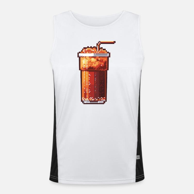 Pixel Cola Glas mit Eis Funktionelles Kontrast-Tank Top für Männer 
