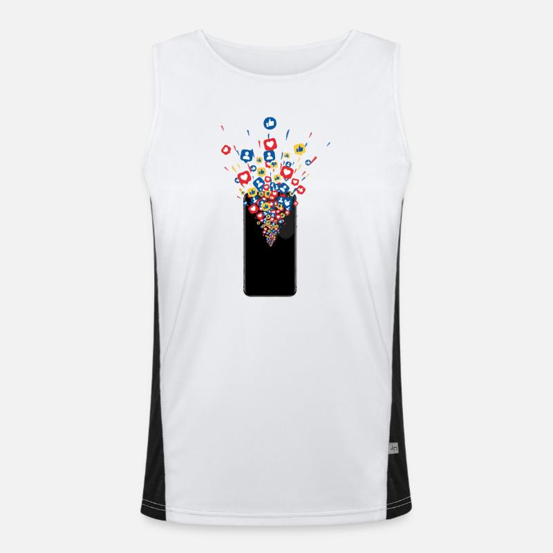 Smartphone Likes Fireworks Men's Functional Contrast Tank Top 