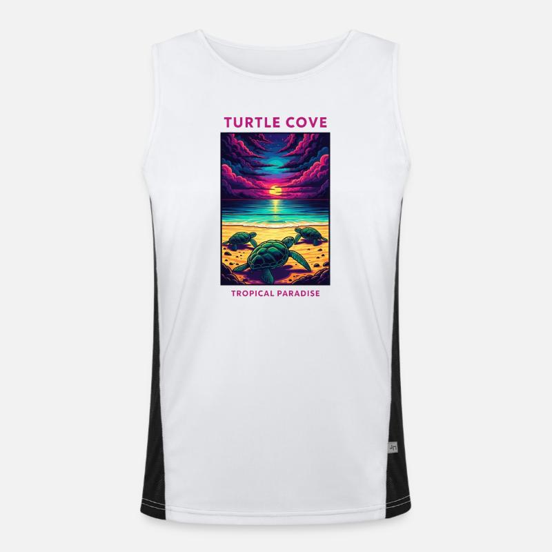 Bahamian Paradise Sunset Turtle Book Men's Functional Contrast Tank Top 