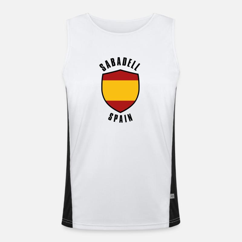 Sabadell Shield Spanien Farben Funktionelles Kontrast-Tank Top für Männer 