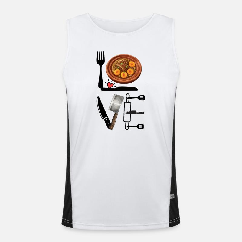 Eintopf-Liebe und Messer-Illustration Funktionelles Kontrast-Tank Top für Männer 