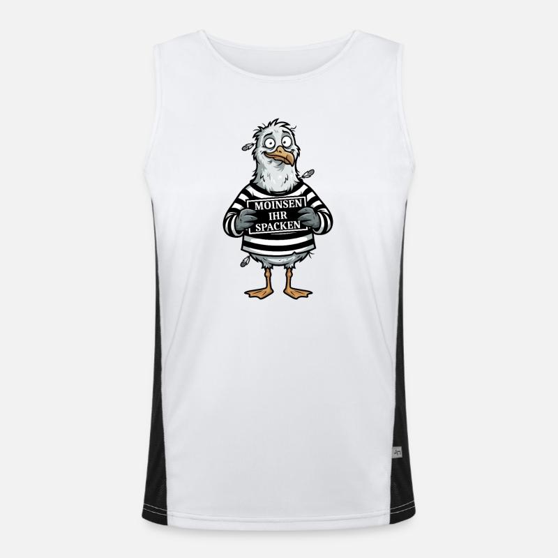 Freche Möwe Spruch Norddeutscher Humor Funktionelles Kontrast-Tank Top für Männer 