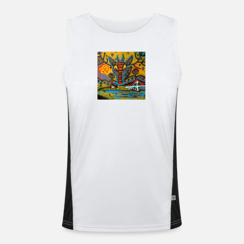 Bunte Graffiti-Landschaft Gjemnes Funktionelles Kontrast-Tank Top für Männer 