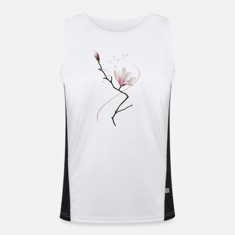 Magnolia in Ikebana style elegant & minimal Men's Functional Contrast Tank Top 