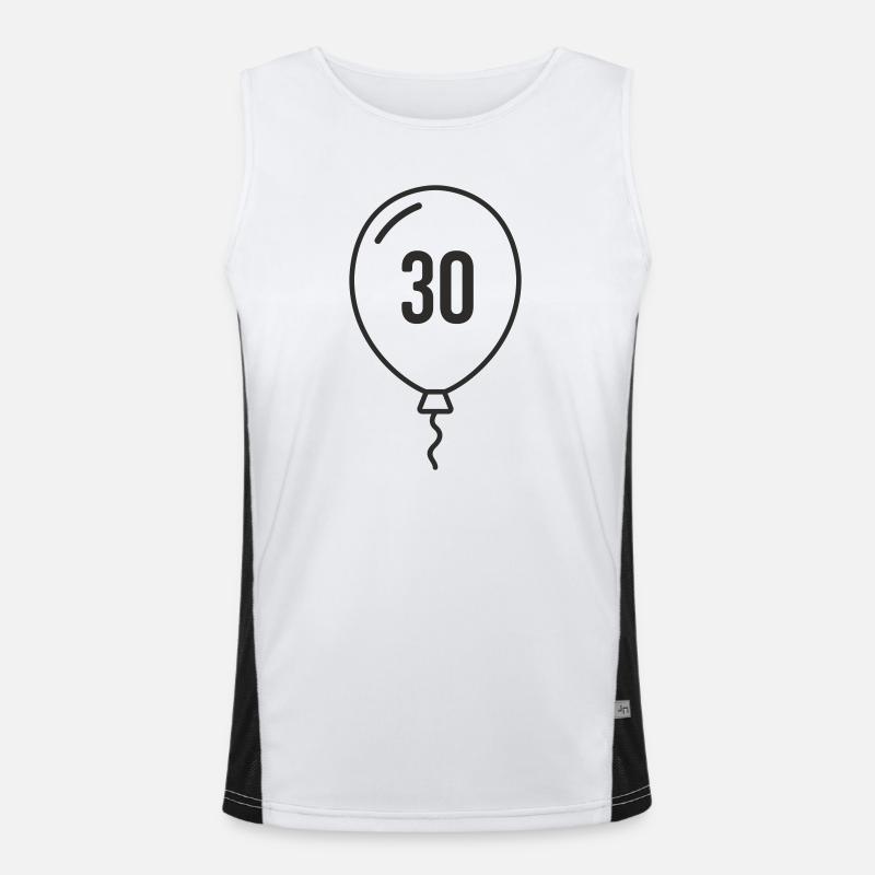 Balloon Number 30 – Round Birthday Design Men's Functional Contrast Tank Top 