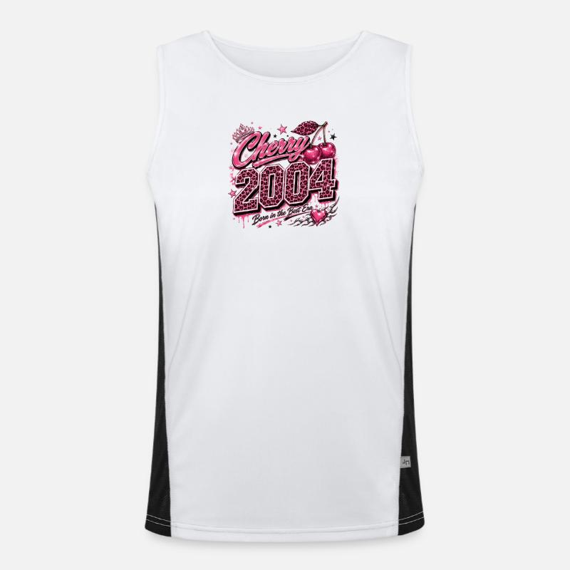 Cherry 2004 Leopard Style - Men's Functional Contrast Tank Top  - white/black