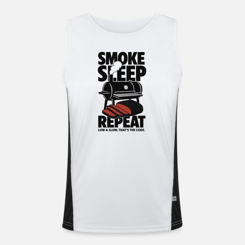 Smoke Sleep Repeat BBQ Design Débardeur respirant contrasté Homme 