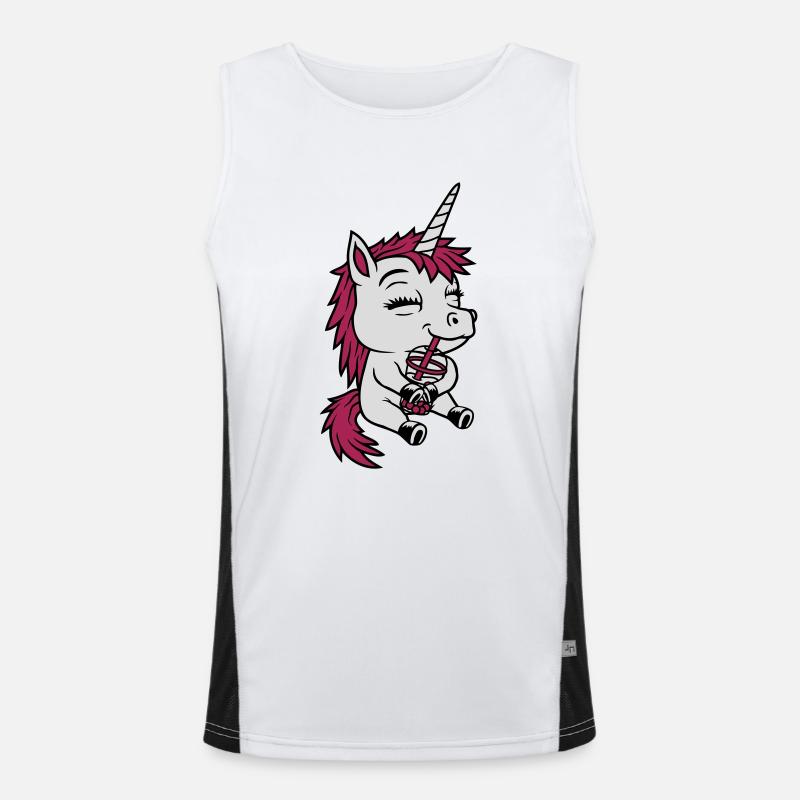 Boba Tea Drinking Unicorn Men's Functional Contrast Tank Top 