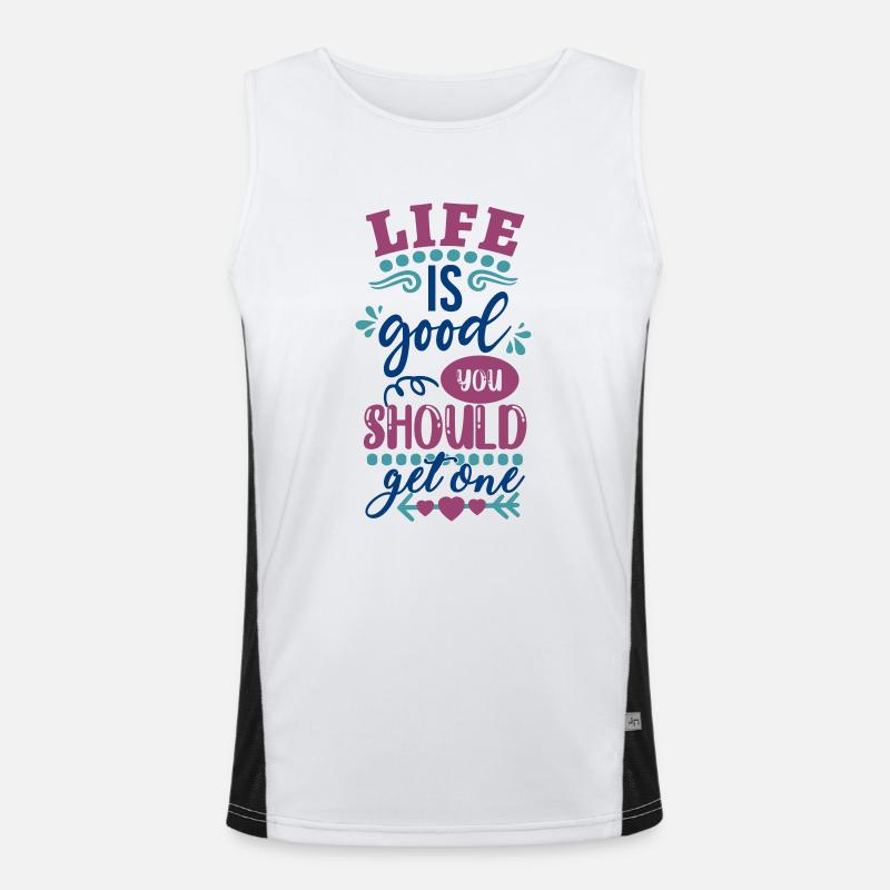 Das Leben ist Essen, das du raus solltest Funktionelles Kontrast-Tank Top für Männer 
