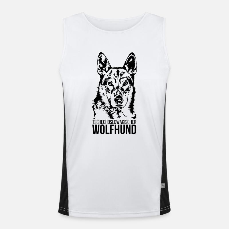 Tschechoslowakischer Wolfhund Portrait Wilsigns Funktionelles Kontrast-Tank Top für Männer 