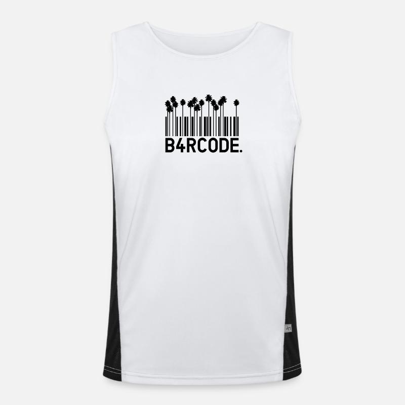 B4RCODE. Palm trees black Men's Functional Contrast Tank Top 