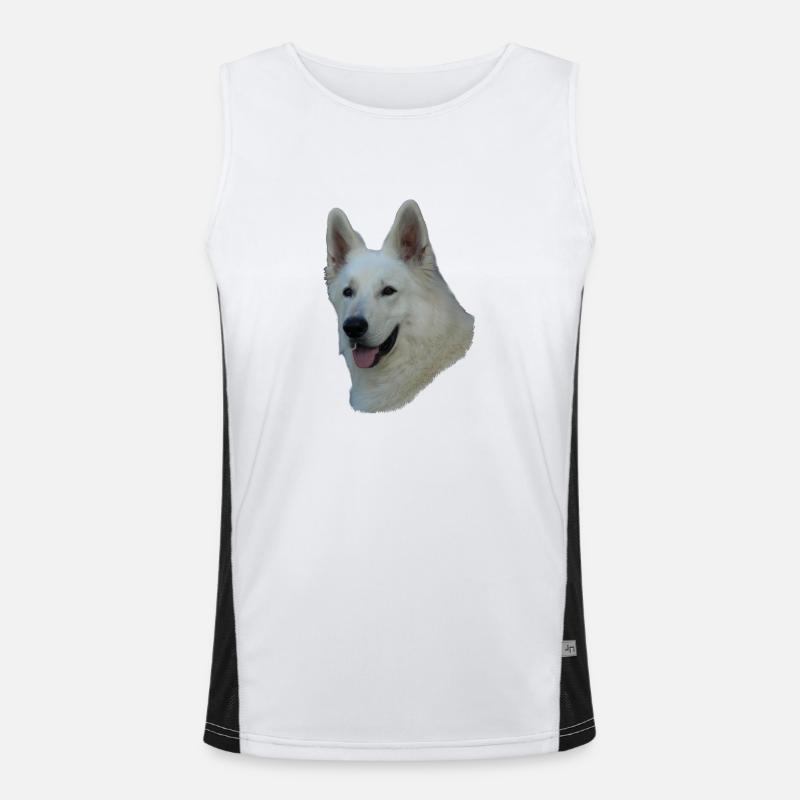 White German Shepherd head Men's Functional Contrast Tank Top 