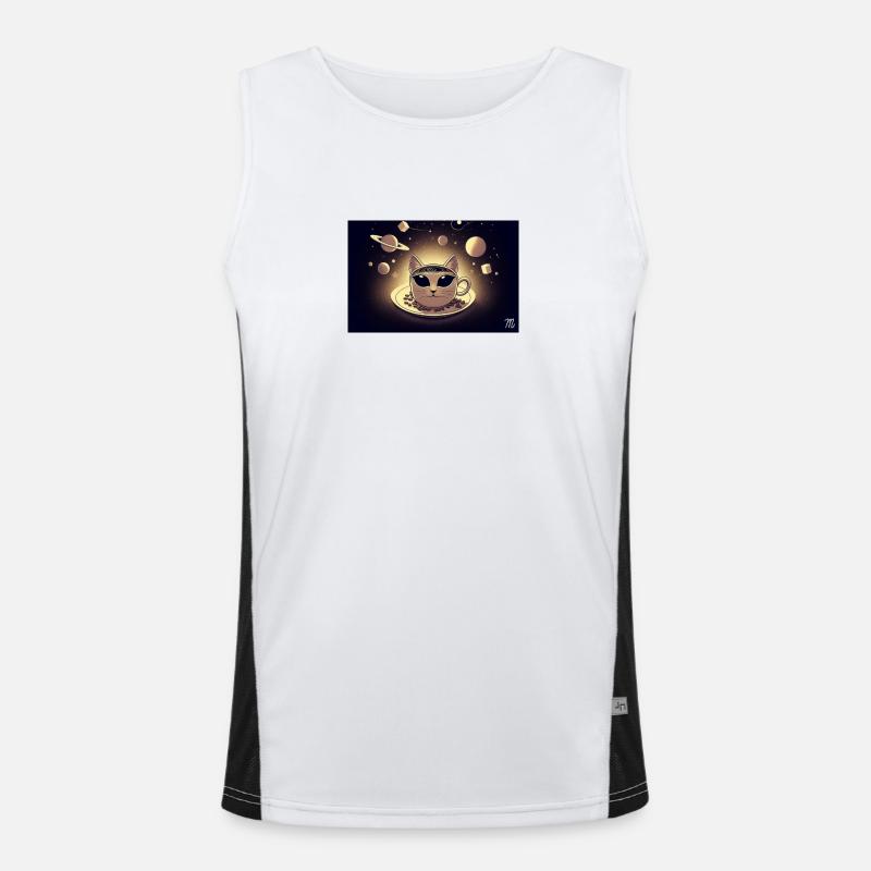 Café Space Cat Débardeur respirant contrasté Homme 