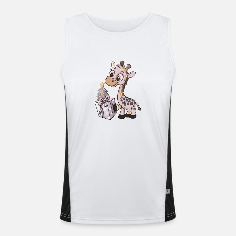 Cute Giraffe Unwraps Gift Men's Functional Contrast Tank Top 