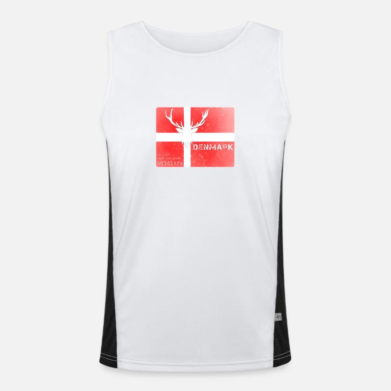 Danemark faune Drapeau Cerf Débardeur respirant contrasté Homme 
