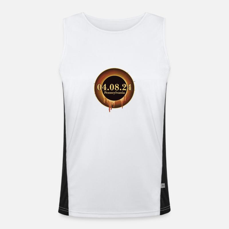 Total Solar Eclipse 2024 Path of Totality Funktionelles Kontrast-Tank Top für Männer 
