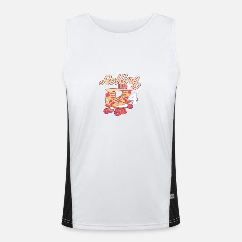Rolling Into 4 Roller Skating Birthday Party Funktionelles Kontrast-Tank Top für Männer 