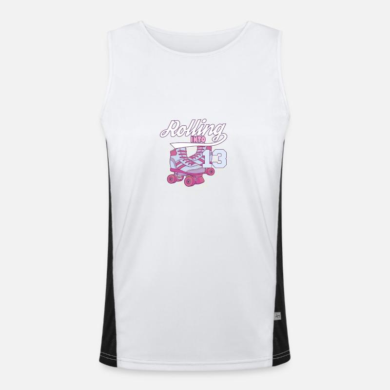 Rolling Into 13 Roller Skating Birthday Party Funktionelles Kontrast-Tank Top für Männer 