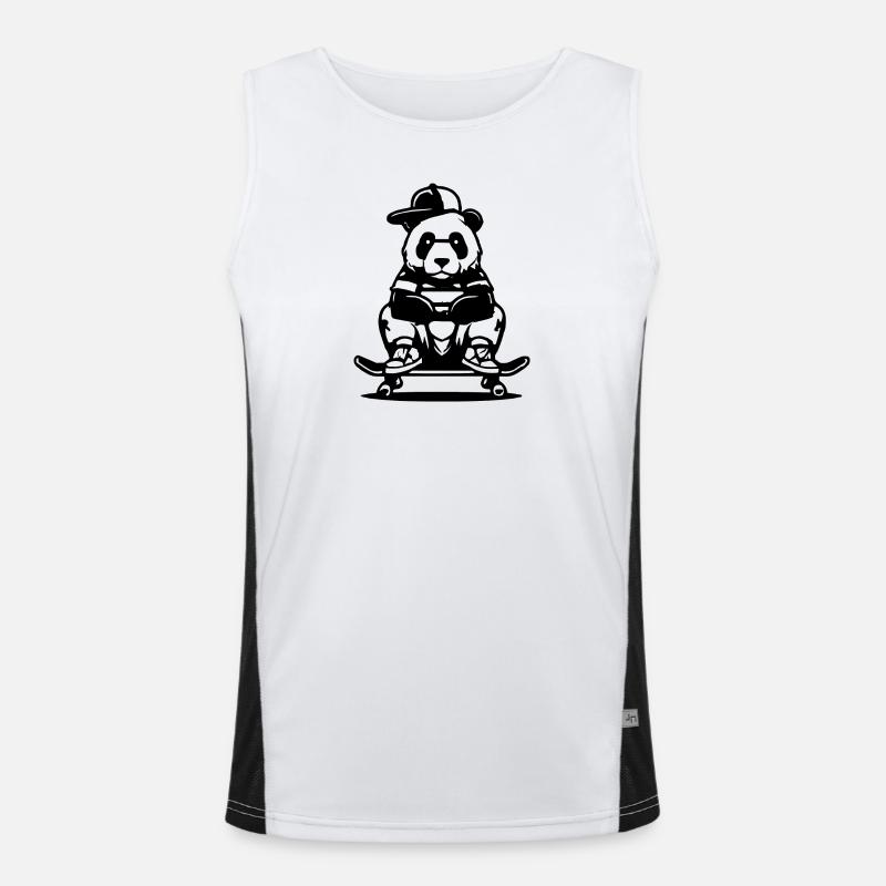Panda auf Skateboard mit Cap Funktionelles Kontrast-Tank Top für Männer 