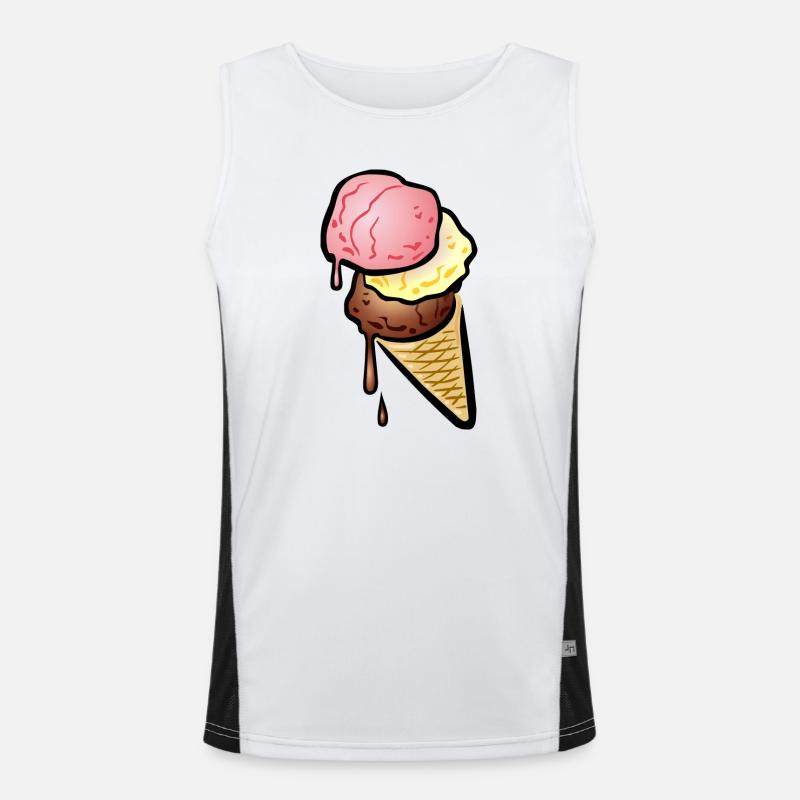 Eistüte mit drei Kugeln Eis Funktionelles Kontrast-Tank Top für Männer 