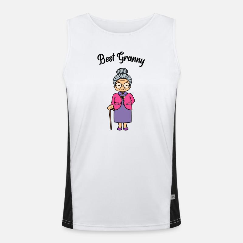 Beste Omi Spruch Sehschwäche Großmutter Brille Oma Funktionelles Kontrast-Tank Top für Männer 