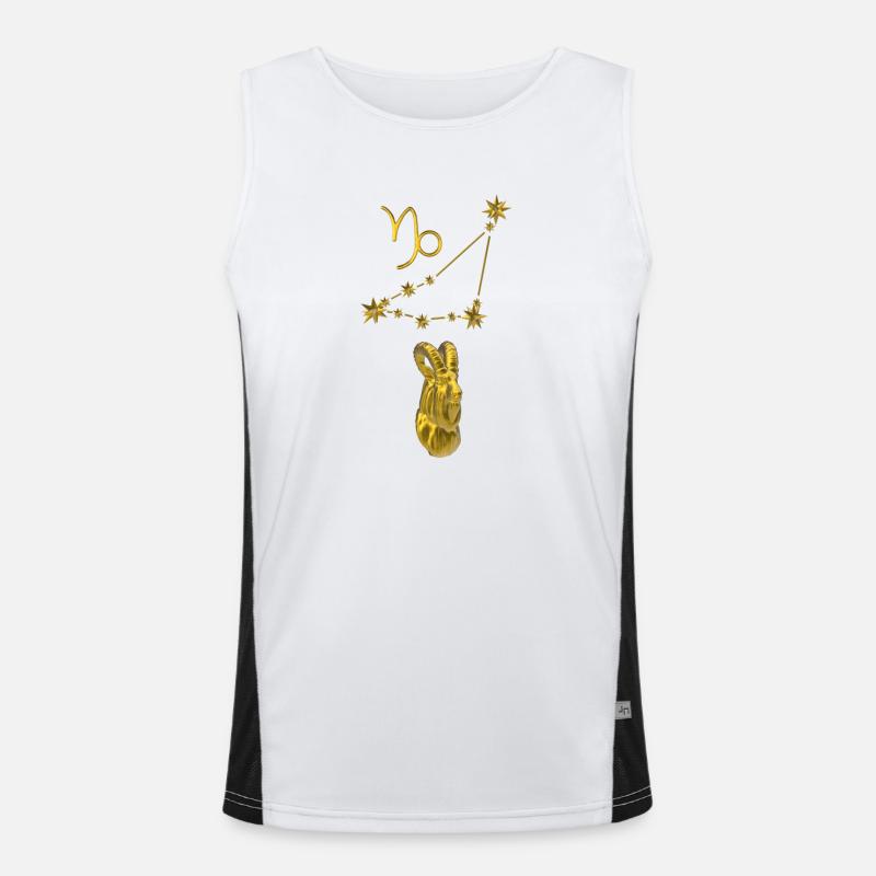 Sternbild Steinbock 3D, gold Funktionelles Kontrast-Tank Top für Männer 