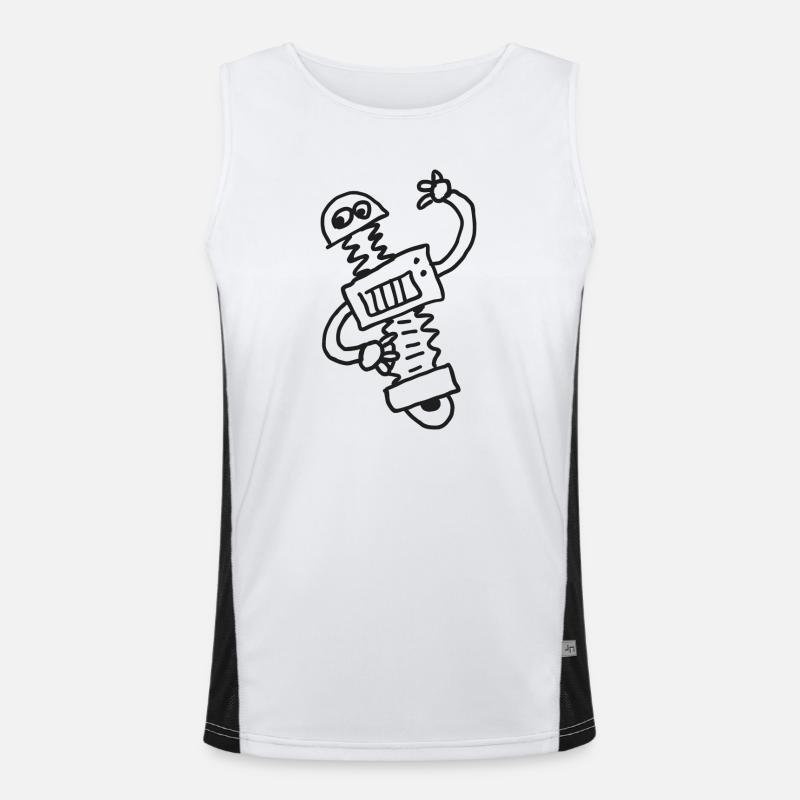 Spiral Cable Robot Drawing Men's Functional Contrast Tank Top 