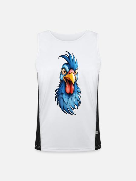 A blue-feathered rooster - Men's Functional Contrast Tank Top  - white/black
