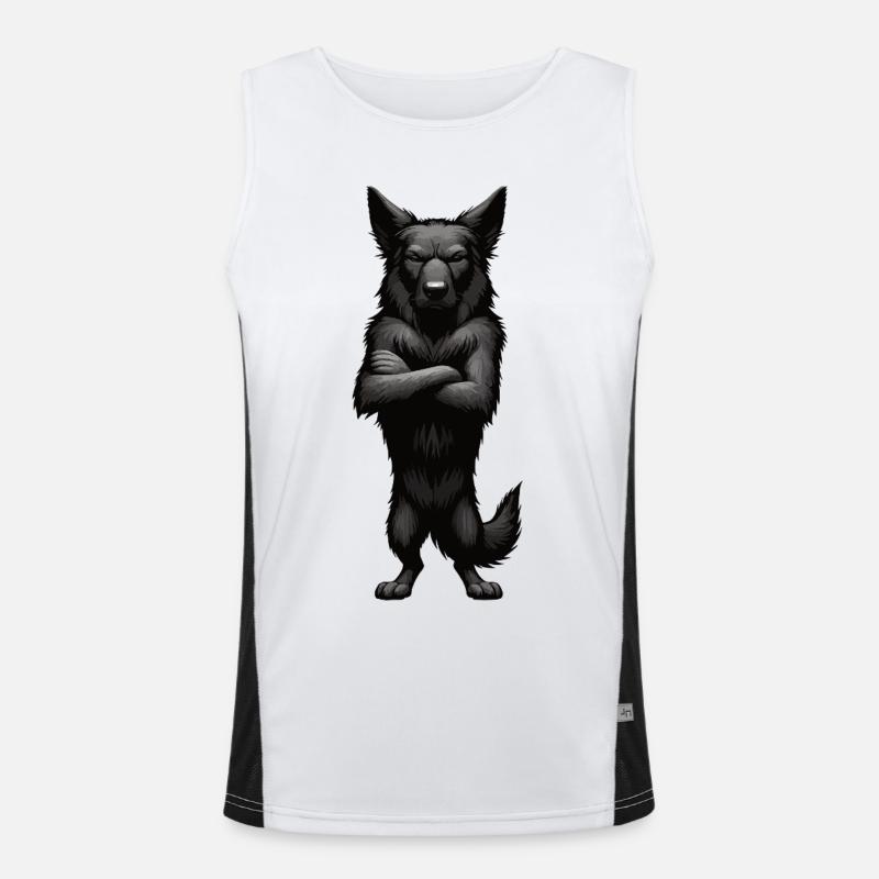 Schwarzer Schäferhund Schäferhundbesitzer  Funktionelles Kontrast-Tank Top für Männer 