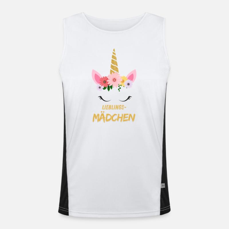 Lieblingsmädchen – Süßes Einhorn mit Blumen & gold Funktionelles Kontrast-Tank Top für Männer 