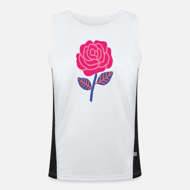 Ruby rose with blue leaves Men's Functional Contrast Tank Top 