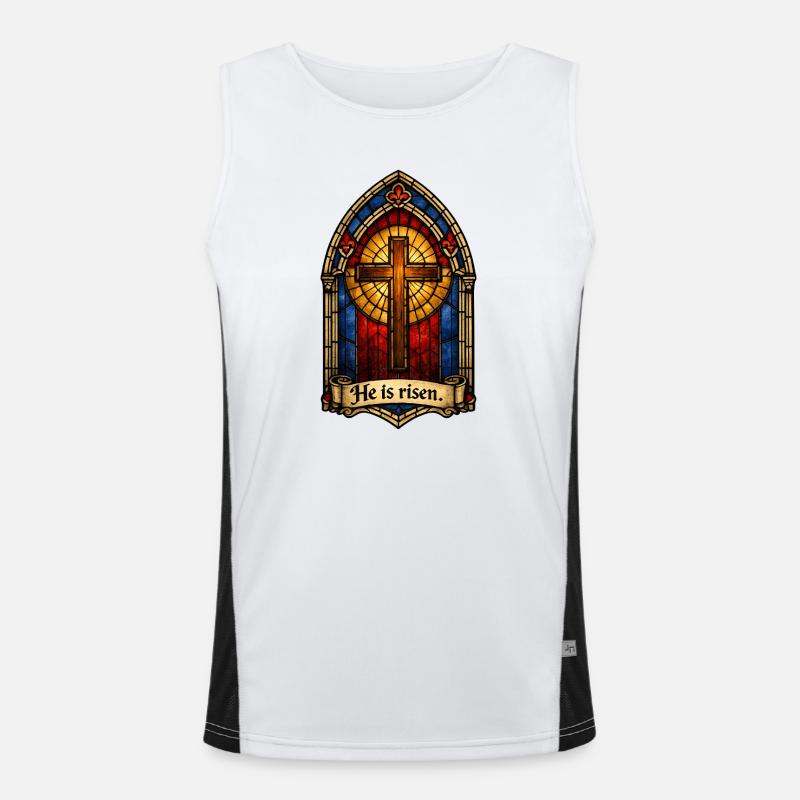  He Is Risen Funktionelles Kontrast-Tank Top für Männer 