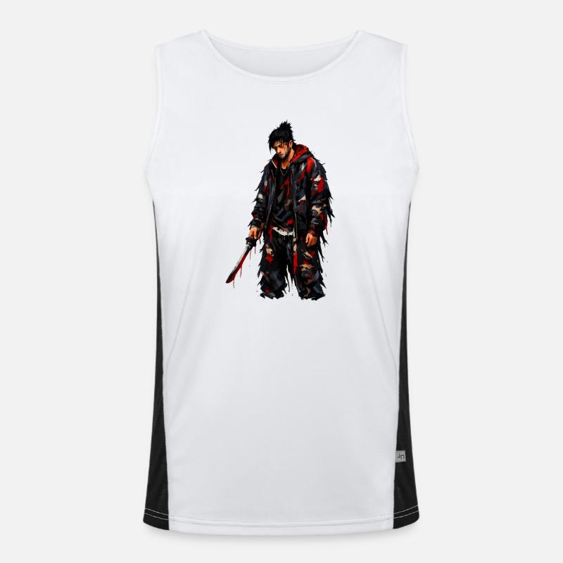 Dystopian Warrior Shredded Coat Men's Functional Contrast Tank Top 