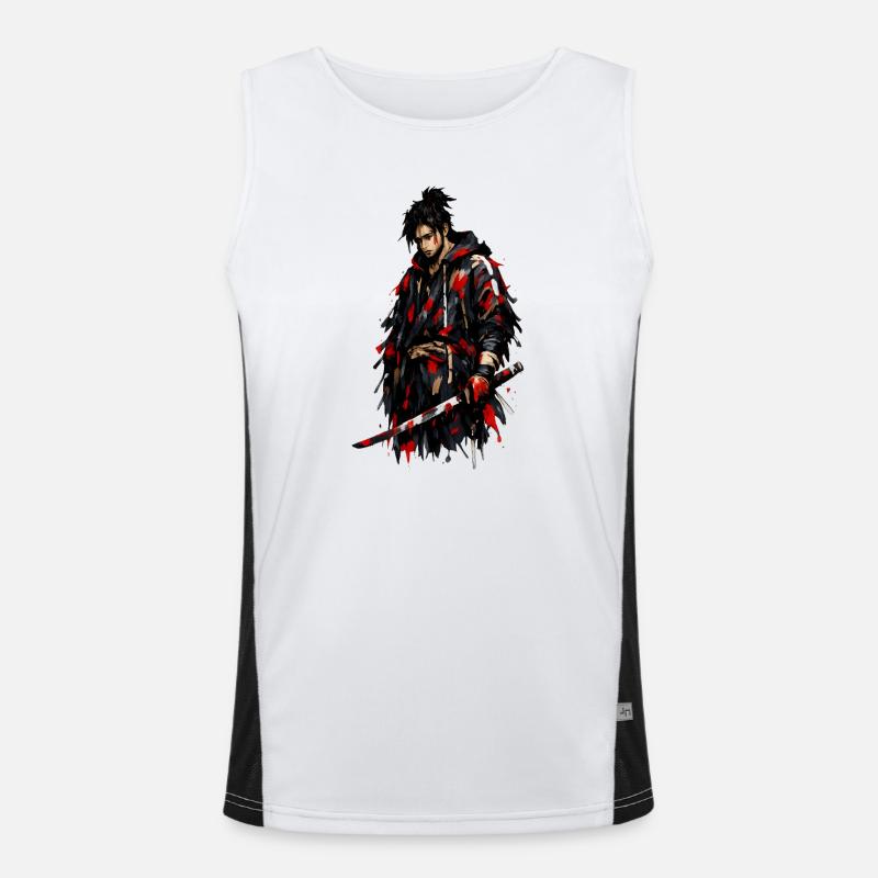 Red Shadow Samurai - Men's Functional Contrast Tank Top - white/black